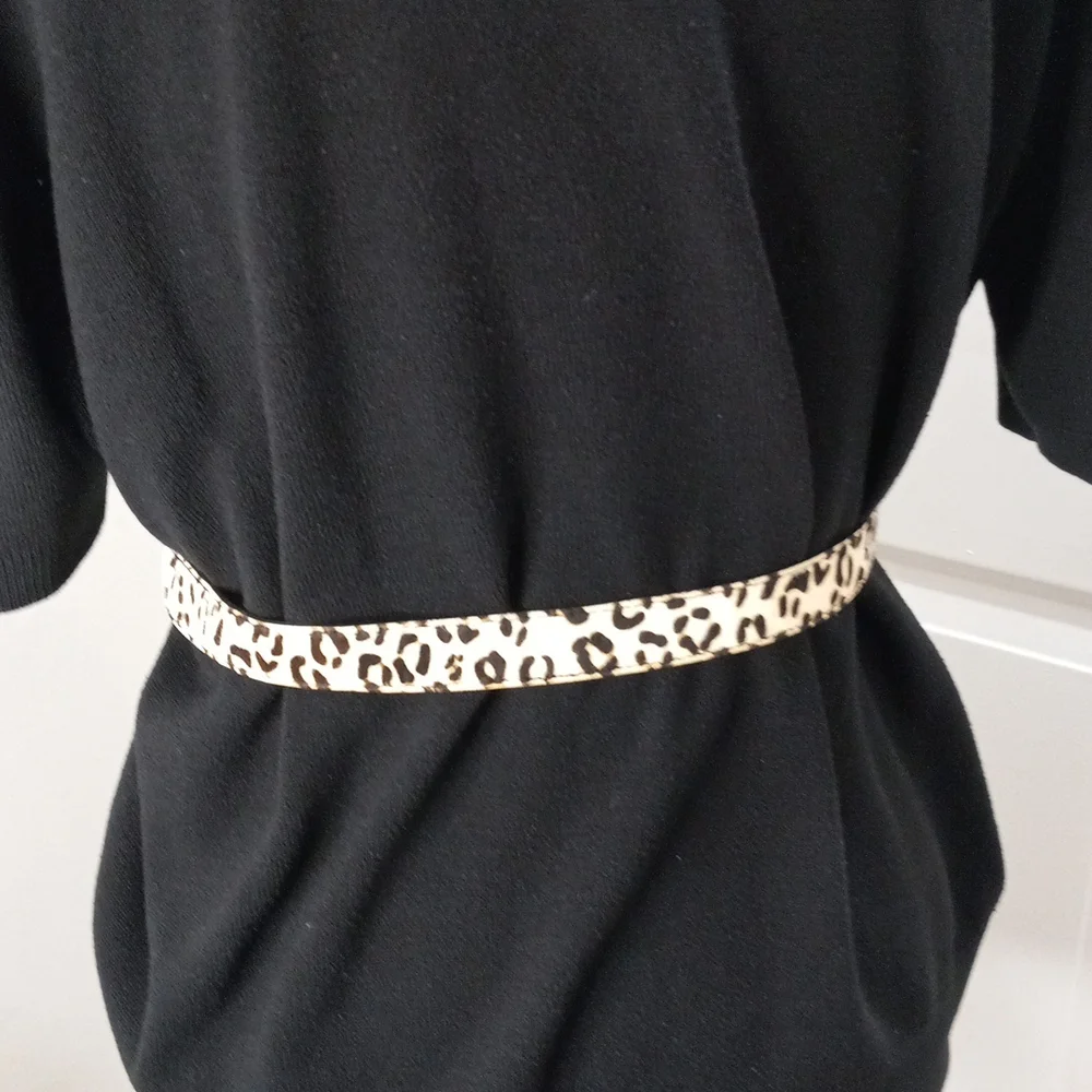 Animal Print Belt with Gold Tone Buckle. Size S
